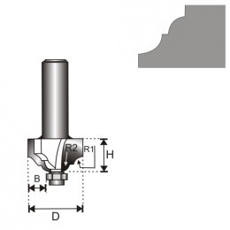 FREZ KLASYCZNY Z ŁOŻYSKIEM T8 D39.3 H15.9 R1/R24 46/6.35