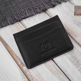 Etui na karty i wizytówki skórzane minimalistyczne praktyczne etui czarne Paolo Peruzzi T-151-BL