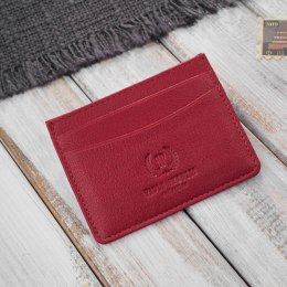 Etui na karty i wizytówki skórzane minimalistyczne praktyczne etui czerwone Paolo Peruzzi T-151-RD