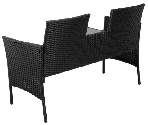 Ławka ogrodowa z technorattanu sofa CORDOBA czarna z szarymi poduszkami Ławka ogrodowa z technorattanu sofa CORDOBA czarna z szarymi poduszkami