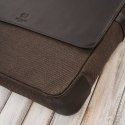 Torba męska na ramię na laptopa ze skóry naturalnej i canvasu brązowa Paolo Peruzzi AY-02-BR