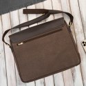 Torba męska na ramię na laptopa ze skóry naturalnej i canvasu brązowa Paolo Peruzzi AY-02-BR