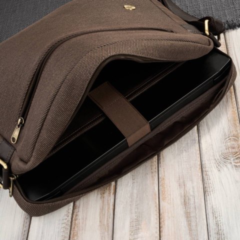Torba męska na ramię na laptopa ze skóry naturalnej i canvasu brązowa Paolo Peruzzi AY-02-BR Torba męska na ramię na laptopa ze skóry naturalnej i canvasu brązowa Paolo Peruzzi AY-02-BR