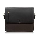 Torba męska na ramię na laptopa ze skóry naturalnej i canvasu brązowa Paolo Peruzzi AY-02-BR