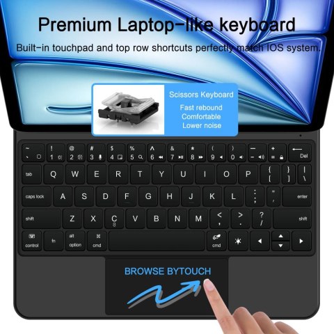 Etui z klawiaturą na iPad Air 10.9'' 2020 / 2022 / iPad Air 11'' 2024 / 2025 Smartcase Magnetic - czarne Etui z klawiaturą na iPad Air 10.9'' 2020 / 2022 / iPad Air 11'' 2024 / 2025 Smartcase Magnetic - czarne