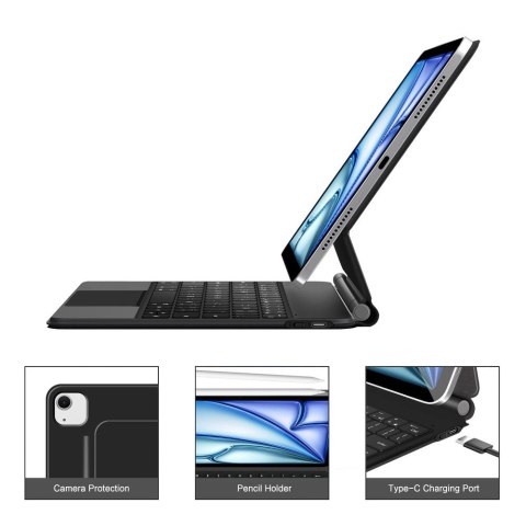 Etui z klawiaturą na iPad Air 10.9'' 2020 / 2022 / iPad Air 11'' 2024 / 2025 Smartcase Magnetic - czarne Etui z klawiaturą na iPad Air 10.9'' 2020 / 2022 / iPad Air 11'' 2024 / 2025 Smartcase Magnetic - czarne