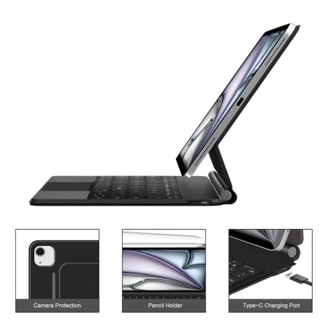 Etui z klawiaturą na iPad Pro 12.9'' 2020 / 2021 / 2022 / iPad Air 13'' 2024 / 2025 Smartcase Magnetic - czarne Etui z klawiaturą na iPad Pro 12.9'' 2020 / 2021 / 2022 / iPad Air 13'' 2024 / 2025 Smartcase Magnetic - czarne