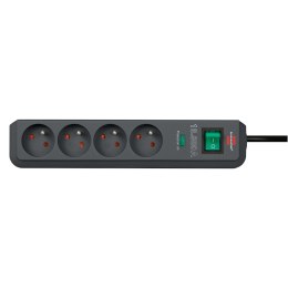 Listwa antyprzepięciowa Eco-Line 4 gniazda 1.5m 13.500A - czarna