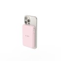 Powerbank 10000 mAh USB-A USB-C z kablami USB-C iPhone Lightning MagSafe - różowy