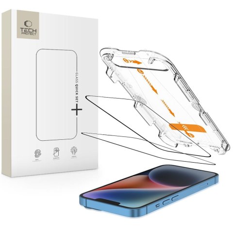 Szkło hartowane na iPhone 13 / 13 PRO / 14 / 16e z ramką instalacyjną Quick Set+ - 2 szt. Szkło hartowane na iPhone 13 / 13 PRO / 14 / 16e z ramką instalacyjną Quick Set+ - 2 szt.