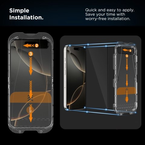 Szkło hartowane na iPhone 16 Pro z ramką instalacyjną Quick Set+ - 2 szt. Szkło hartowane na iPhone 16 Pro z ramką instalacyjną Quick Set+ - 2 szt.
