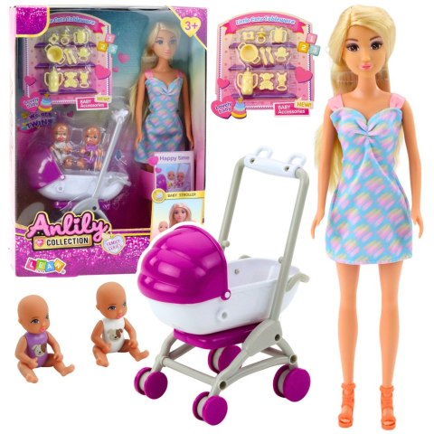 Lalka Anlily Mama Z Dwójką Dzieci Wózek Akcesoria Dziecięce Lalka Anlily Mama Z Dwójką Dzieci Wózek Akcesoria Dziecięce