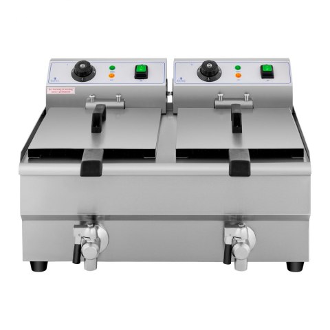 Frytownica podwójna gastronomiczna elektryczna z kranem 230 V 2 x 3000W 2 x 10 L Frytownica podwójna gastronomiczna elektryczna z kranem 230 V 2 x 3000W 2 x 10 L