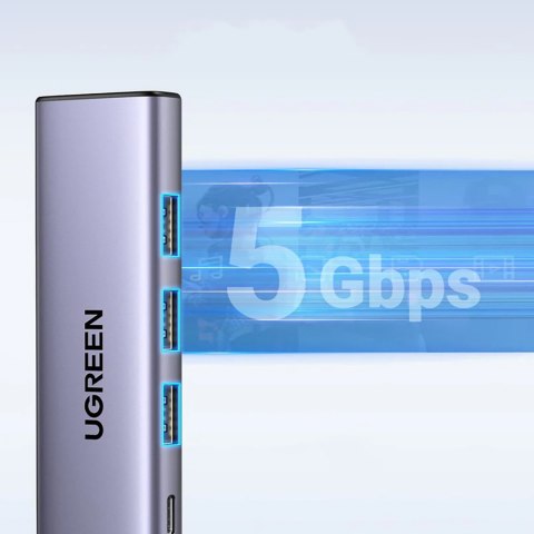 5w1 HUB adapter USB-C - USB-C PD / HDMI / 3x USB-A 3.0 - szary 5w1 HUB adapter USB-C - USB-C PD / HDMI / 3x USB-A 3.0 - szary