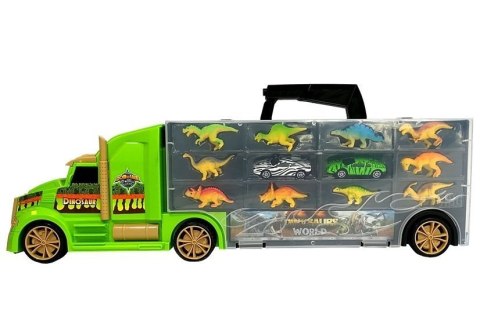 Ciężarówka Transporter Sorter Walizka z Dinozaurami Zielona Ciężarówka Transporter Sorter Walizka z Dinozaurami Zielona