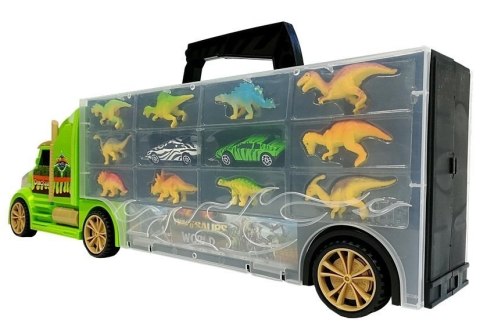 Ciężarówka Transporter Sorter Walizka z Dinozaurami Zielona Ciężarówka Transporter Sorter Walizka z Dinozaurami Zielona