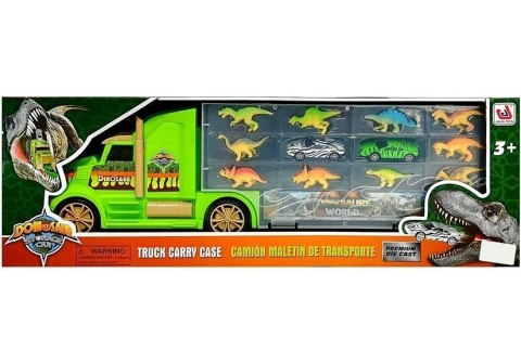 Ciężarówka Transporter Sorter Walizka z Dinozaurami Zielona Ciężarówka Transporter Sorter Walizka z Dinozaurami Zielona