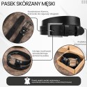 Pasek męski skórzany premium z klasyczną klamrą elegancki czarny 120 cm Paolo Peruzzi PG-10-BL-120