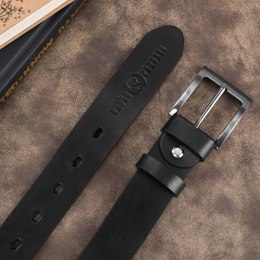 Pasek męski skórzany premium z klasyczną klamrą elegancki czarny 120 cm Paolo Peruzzi PG-10-BL-120