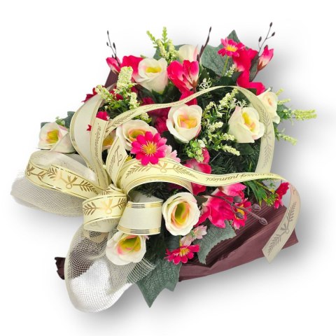 WYJĄTKOWA WIĄZANKA POGRZEBOWA WIENIEC SZTUCZNE KWIATY + WŁASNY NAPIS