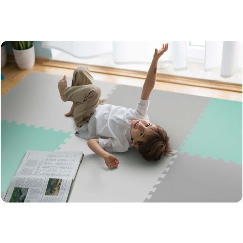 Duża mata piankowa puzzle Ricokids 180x180cm 9 szt szaro-turkusowa