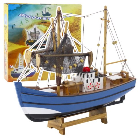 Model Kolekcjonerski Dekoracyjny Statek Kuter Rybacki Niebieski 30x26cm Model Kolekcjonerski Dekoracyjny Statek Kuter Rybacki Niebieski 30x26cm