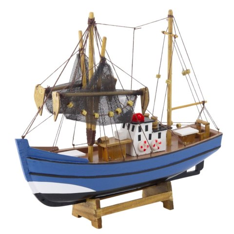 Model Kolekcjonerski Dekoracyjny Statek Kuter Rybacki Niebieski 30x26cm Model Kolekcjonerski Dekoracyjny Statek Kuter Rybacki Niebieski 30x26cm