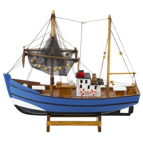 Model Kolekcjonerski Dekoracyjny Statek Kuter Rybacki Niebieski 30x26cm Model Kolekcjonerski Dekoracyjny Statek Kuter Rybacki Niebieski 30x26cm