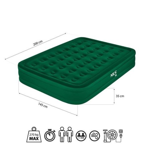 NC2808 MATERAC DWUOSOBOWY KING SIZE ZIELONY + POMPKA ELEKTRYCZNA NILS CAMP