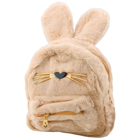 Plecak Dziecięcy Futrzany Pluszowy Uszy Nos Wąsy Królika Beżowy 3L 22cm Plecak Dziecięcy Futrzany Pluszowy Uszy Nos Wąsy Królika Beżowy 3L 22cm