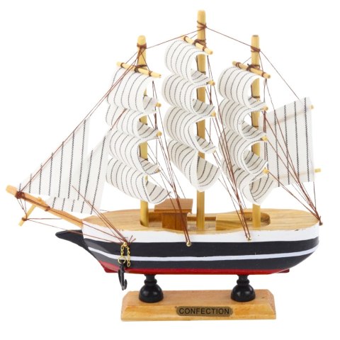 Model Kolekcjonerski Dekoracyjny Statek Żaglowiec Czarno-Biały 21x21cm Model Kolekcjonerski Dekoracyjny Statek Żaglowiec Czarno-Biały 21x21cm