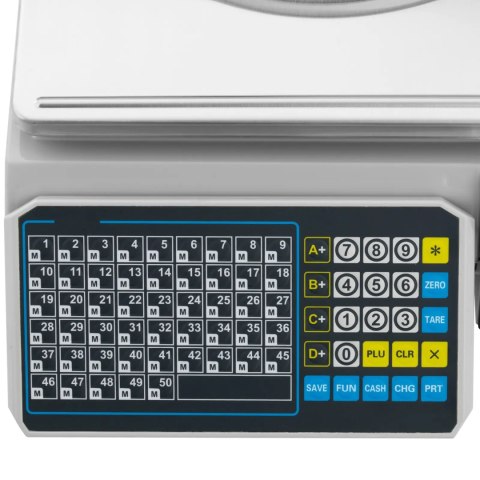 Waga sklepowa handlowa z drukarką etykiet LCD 30 kg / 15 g Waga sklepowa handlowa z drukarką etykiet LCD 30 kg / 15 g