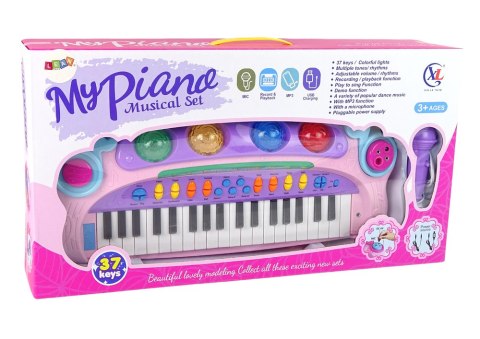 Interaktywne Duże Różowe Pianino Keyboard Mikrofon MP3 Interaktywne Duże Różowe Pianino Keyboard Mikrofon MP3