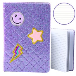 Notatnik W Linie Brokatowy Naszywki Fioletowy B6 80 Kartek