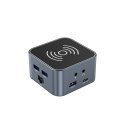 12w1 Hub z ładowarką bezprzewodową USB-A USB-C HDMI RJ45 SD TF mini jack - szary