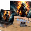 12w1 Hub z ładowarką bezprzewodową USB-A USB-C HDMI RJ45 SD TF mini jack - szary