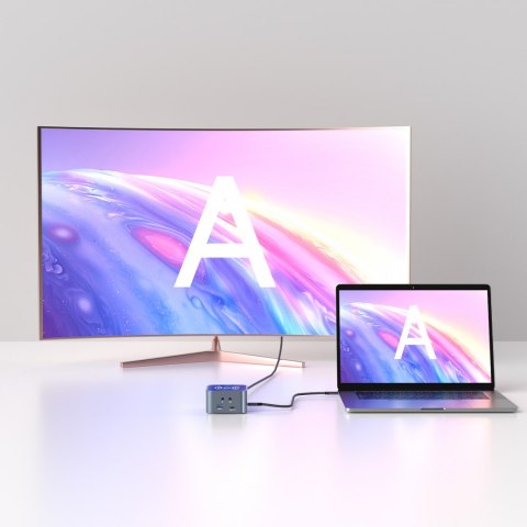 12w1 Hub z ładowarką bezprzewodową USB-A USB-C HDMI RJ45 SD TF mini jack - szary 12w1 Hub z ładowarką bezprzewodową USB-A USB-C HDMI RJ45 SD TF mini jack - szary