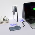 14w1 HUB do 3 monitorów USB-A USB-C DisplayPort HDMI RJ45 SD TF mini jack - szary