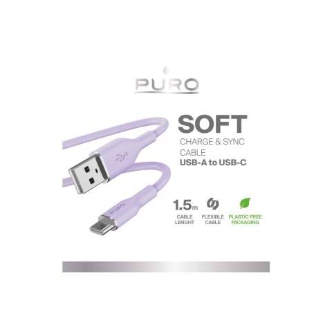 Kabel przewód USB-A - USB-C 1.5m - fioletowy Kabel przewód USB-A - USB-C 1.5m - fioletowy
