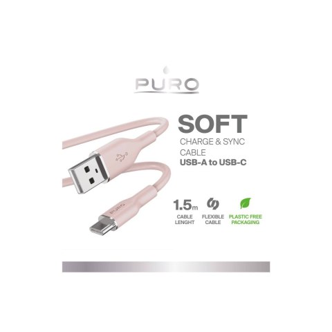 Kabel przewód USB-A - USB-C 1.5m - różowy Kabel przewód USB-A - USB-C 1.5m - różowy