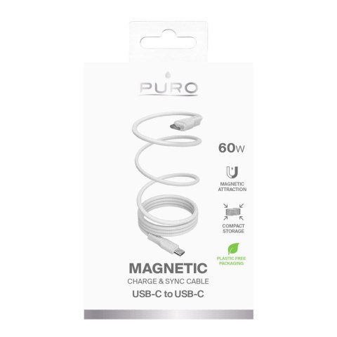 Kabel przewód magnetyczny USB-C 60W USB 1m - biały Kabel przewód magnetyczny USB-C 60W USB 1m - biały