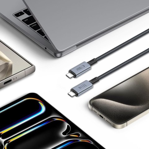 Kabel przewód szybki USB-C 4.0 PD 240W 8K 40Gbps 1m - szary