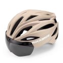 Kask rowerowy z szybką odpinanymi okularami z filtrem UV unisex - brązowy