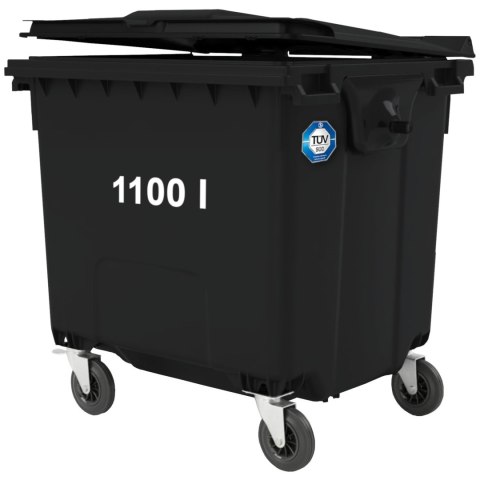 Kontener pojemnik na odpady śmieci komunalne PZH EN 840-2 DIN 1100L - czarny Kontener pojemnik na odpady śmieci komunalne PZH EN 840-2 DIN 1100L - czarny