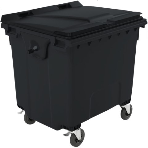 Kontener pojemnik na odpady śmieci komunalne PZH EN 840-2 DIN 1100L - czarny Kontener pojemnik na odpady śmieci komunalne PZH EN 840-2 DIN 1100L - czarny