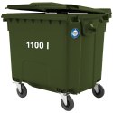 Kontener pojemnik na odpady śmieci komunalne PZH EN 840-2 DIN 1100L - zielony