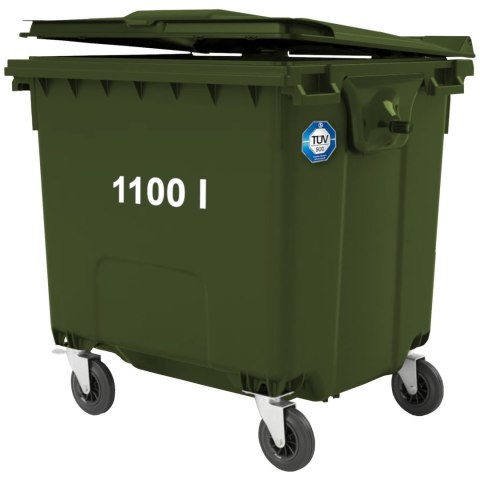Kontener pojemnik na odpady śmieci komunalne PZH EN 840-2 DIN 1100L - zielony Kontener pojemnik na odpady śmieci komunalne PZH EN 840-2 DIN 1100L - zielony