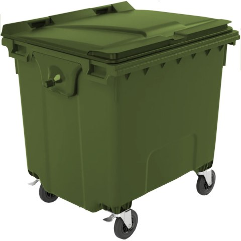 Kontener pojemnik na odpady śmieci komunalne PZH EN 840-2 DIN 1100L - zielony Kontener pojemnik na odpady śmieci komunalne PZH EN 840-2 DIN 1100L - zielony