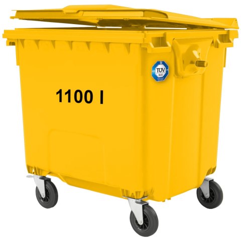 Kontener pojemnik na odpady śmieci komunalne PZH EN 840-2 DIN 1100L - żółty Kontener pojemnik na odpady śmieci komunalne PZH EN 840-2 DIN 1100L - żółty