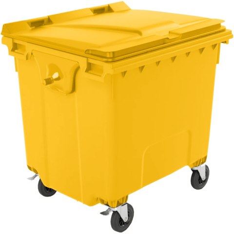 Kontener pojemnik na odpady śmieci komunalne PZH EN 840-2 DIN 1100L - żółty Kontener pojemnik na odpady śmieci komunalne PZH EN 840-2 DIN 1100L - żółty